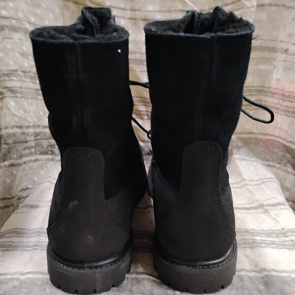 Women's Timberland Black Nubuck Fleece Fold Down Work Boot - Picture 5 of 10